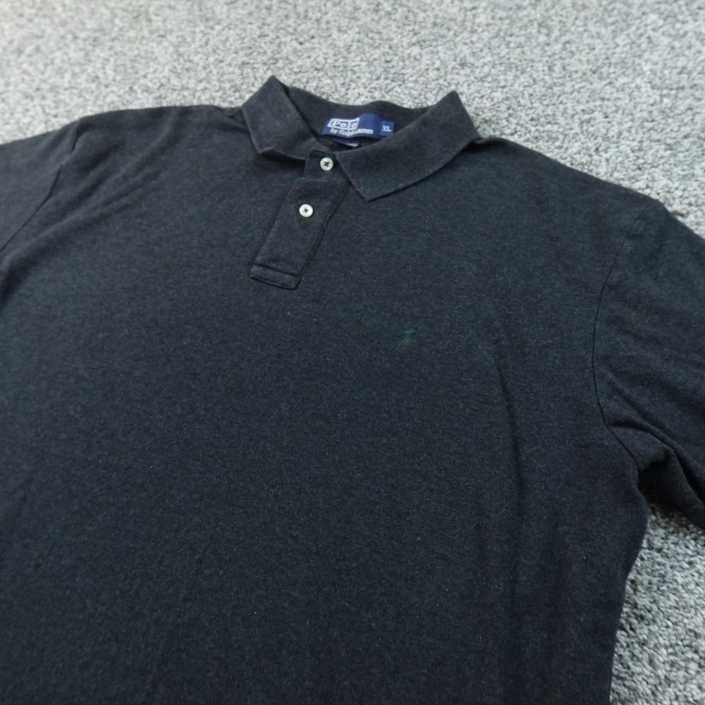 VTG Ralph Lauren Polo Shirt Mens XL Black Gray Pony Short Sleeve Golf Preppy 90s